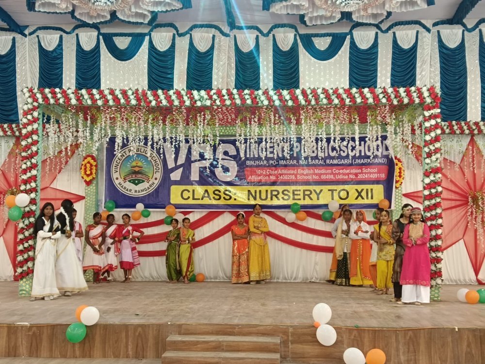 Students performing on stage at Vincent Public School's annual event
